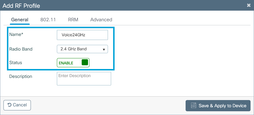 Add the 2.4Ghz RF profile