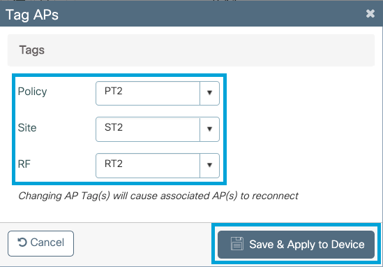 Assigning the tags to the Flex AP