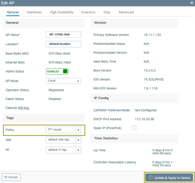 Assign a policy tag to the AP