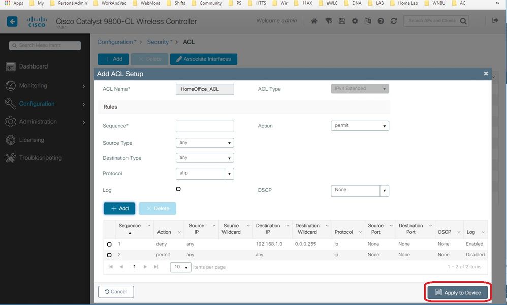 Configure AP as an OEAP-Apply ACL to device