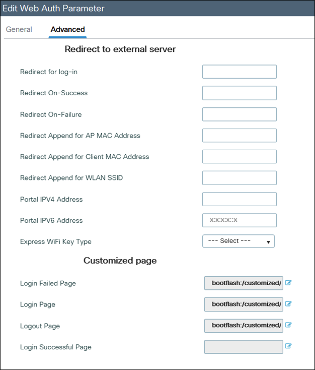 Configuration du mappage des paramètres Webauth