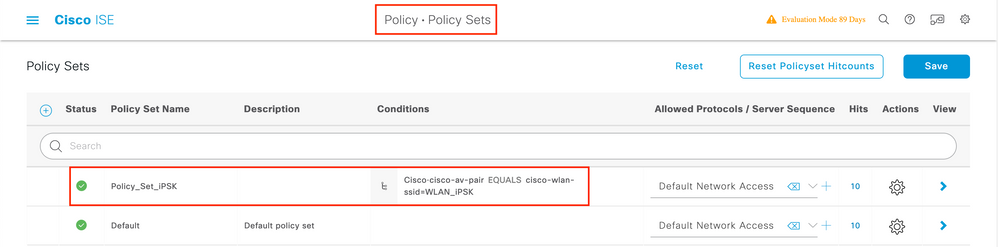 ISE policy set