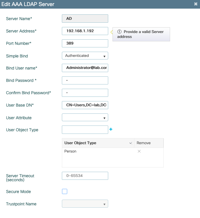 Edit LDAP server