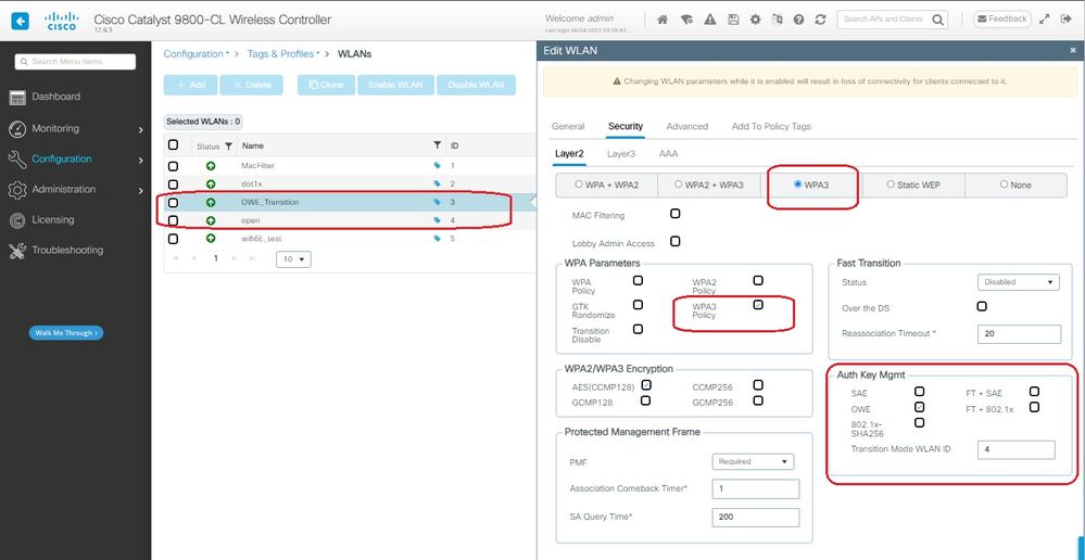 Modo de transición de OWE: OWE SSID