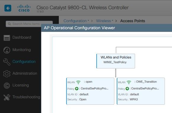 PowerKEY-venster voor operationele configuratie met OWE-overgangsmodus