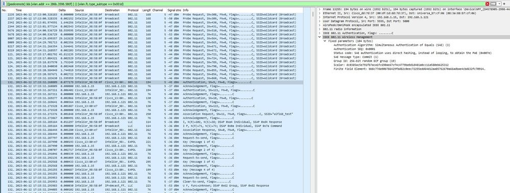 SAE AX211 Authentication frame 1