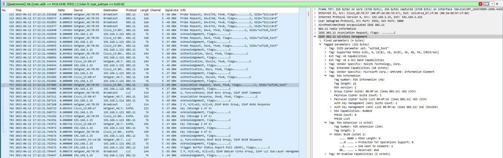 SAE NetGear A8000 Association Request