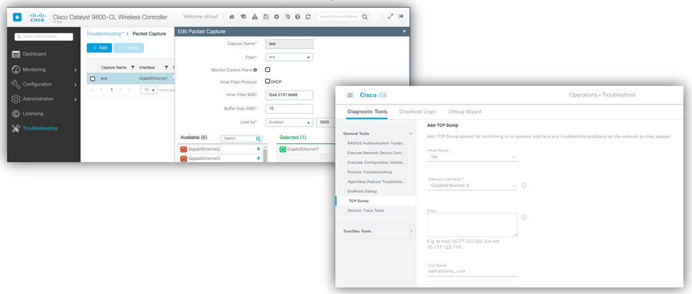 WLC EPC and ISE TCPDump