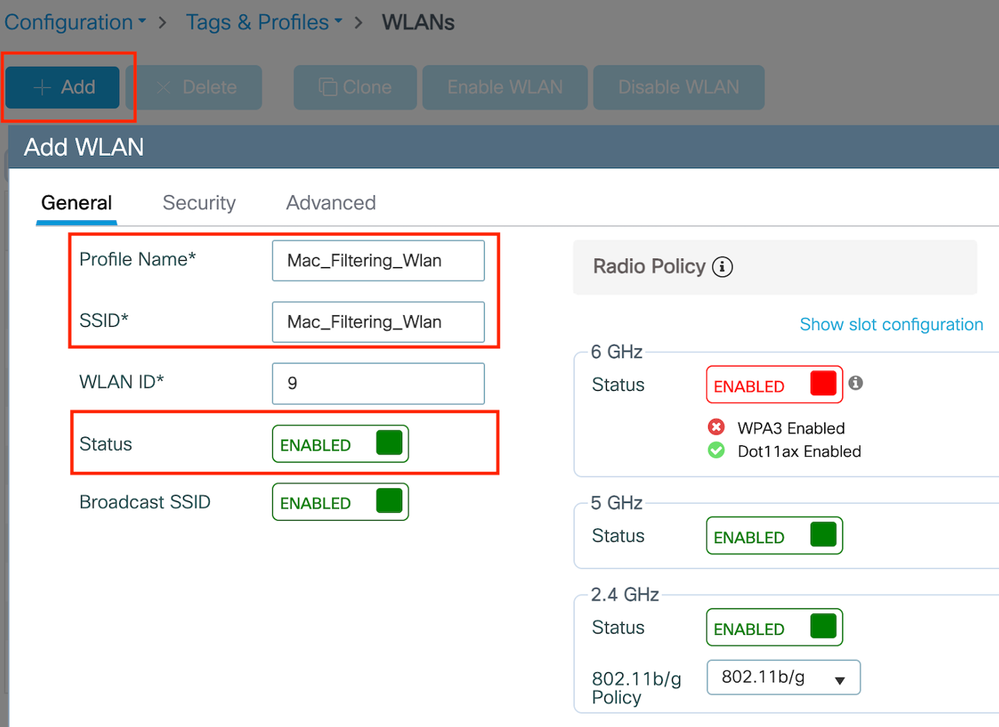 WLAN プロファイル