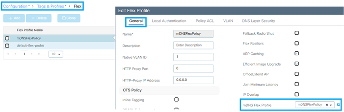 Asignación del perfil flexible de mDNS