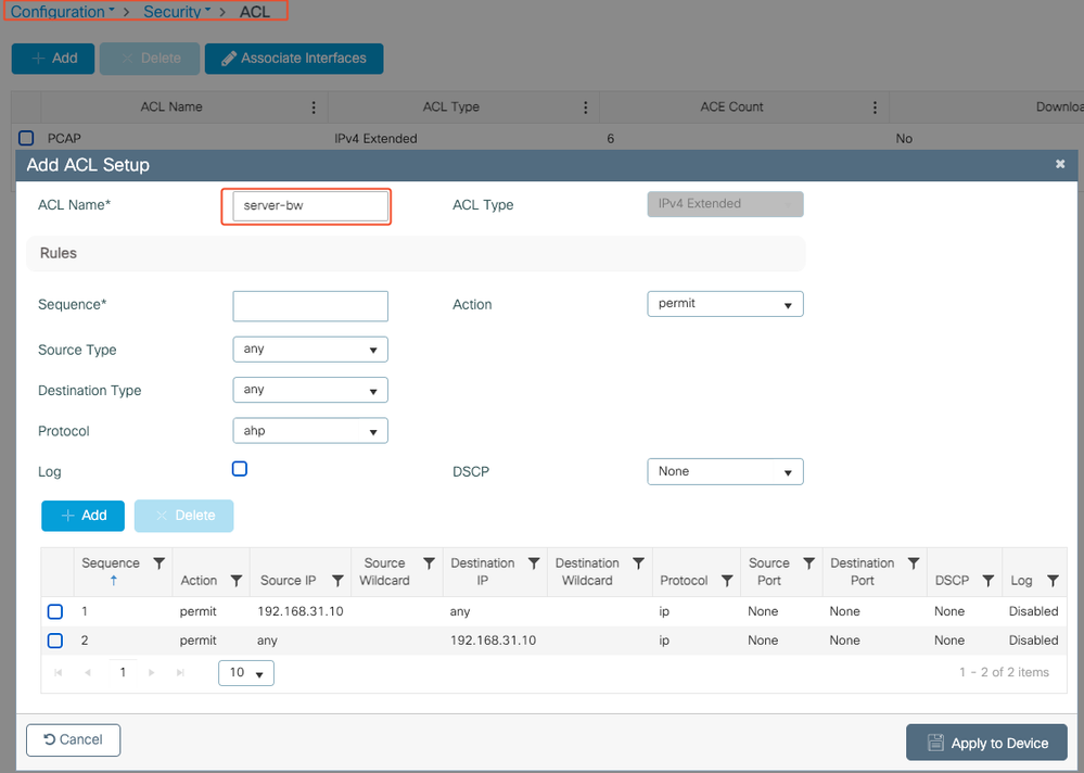 Configuración de ACL