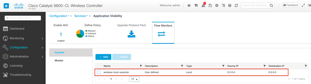 Configuración del Flow Collector Local en 9800 WLC