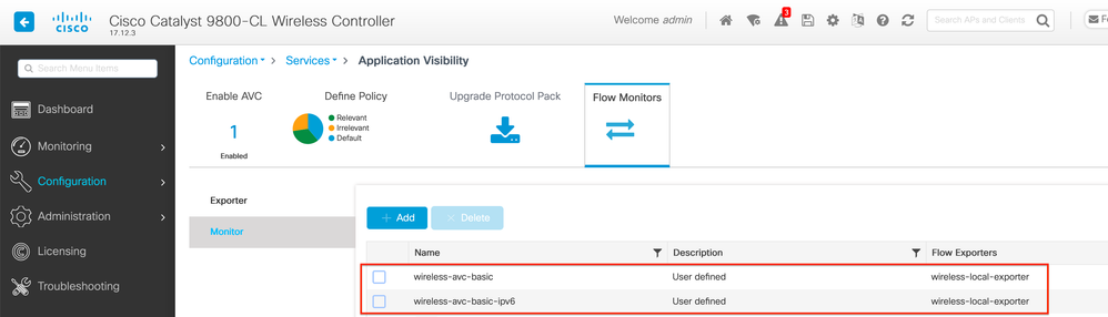 Konfiguration des Datenflussmonitors mit dem lokalen NetFlow Collector