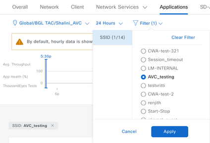 SSID-Filter zur Anzeige von AVC-Statistiken