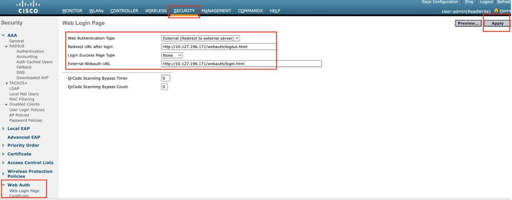 Configuración de Web Auth