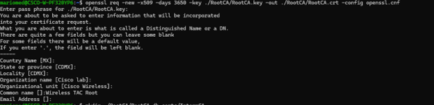 OpenSSL Distinguished Name Interactive Prompt