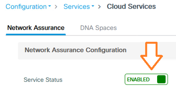 9800 GUI: Configuration : Services : Cloud Services : Network Assurance