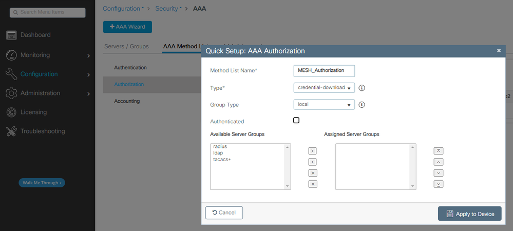 Authorization Method List