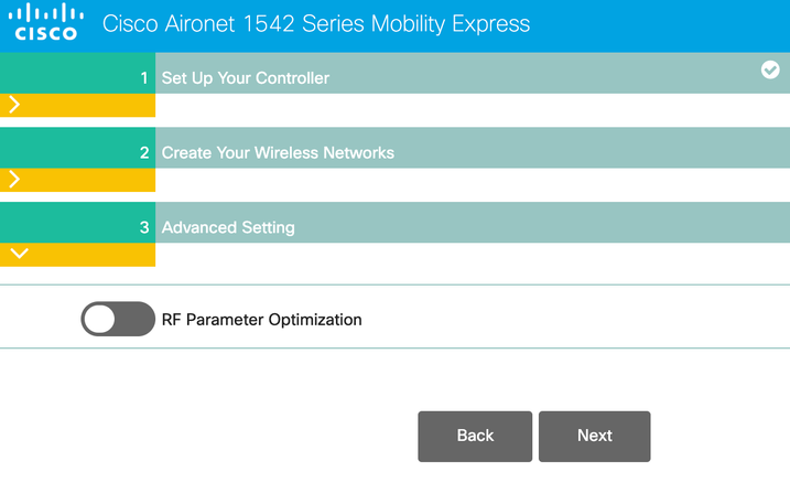 Mobility Express Initial Wizard Page 3