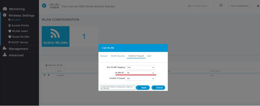 Set the VLAN in the WLAN