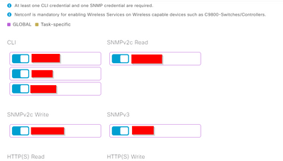 Enable CLI/SNMP/HTTP/HTTPS Credentials