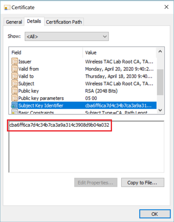 Certificate Subject Key Identifier