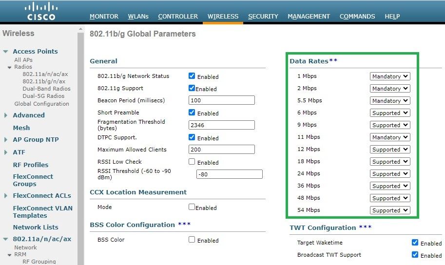 2.4Ghz 무선 장치의 기본 데이터 속도