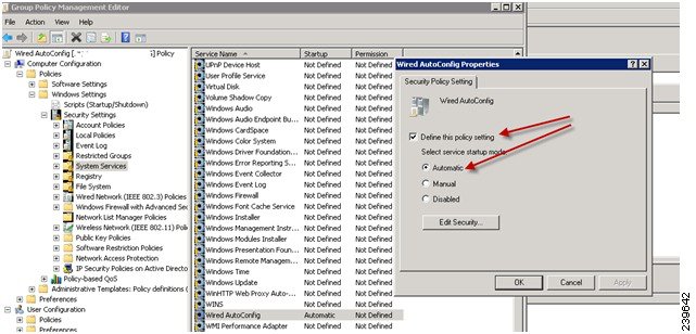 Wired Autoconfig Properties settings