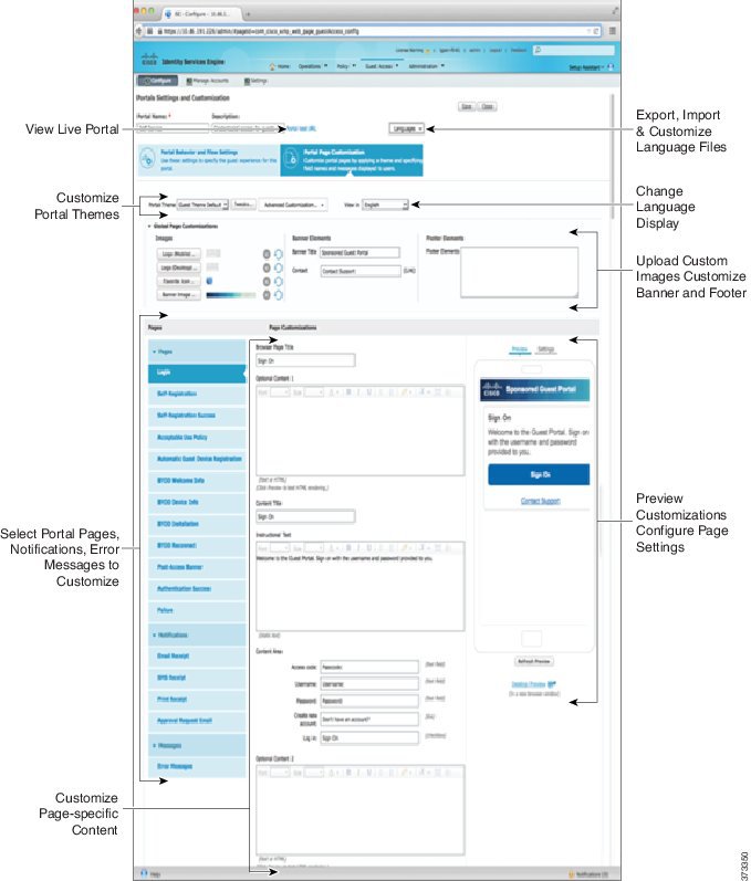 Portal Page Layout for Customization shows the various areas on the portal page that you can customize.