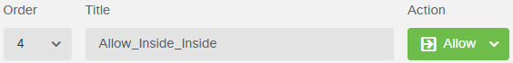 Access control rule order and action settings.