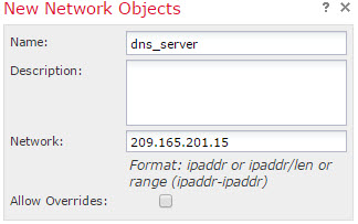 dns_server ネットワーク オブジェクト。