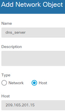 dns_server ネットワーク オブジェクト。