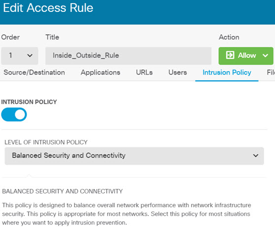 Intrusion policy tab.