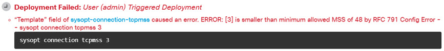 Sample error message for FlexConfig deployment failure.