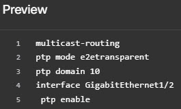 FlexConfig preview for PTP configuration.