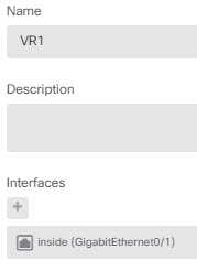 仮想ルータ 1、VR1 のプロパティ。