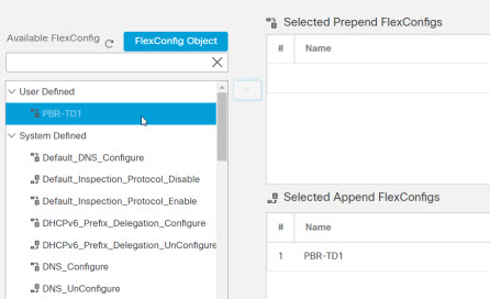 Adding the FlexConfig object to the FlexConfig policy.