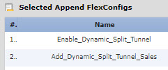 FlexConfig 개체 목록입니다.