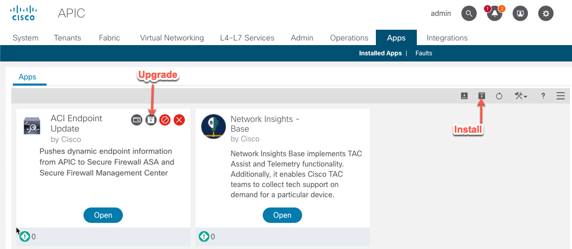 Install or upgrade the APIC Secure Firewall Endpoint Update App in the APIC console