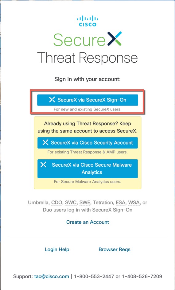 SecureX サインイン