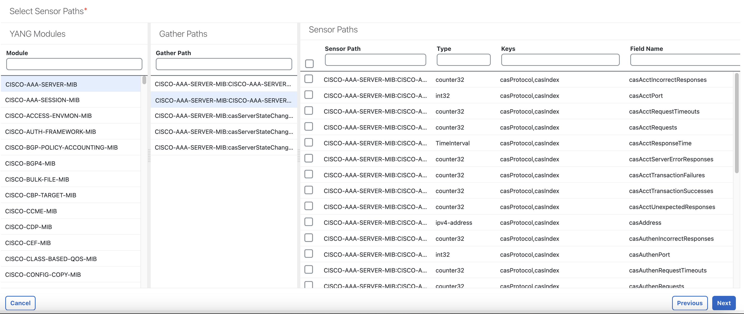 Select Sensor Paths