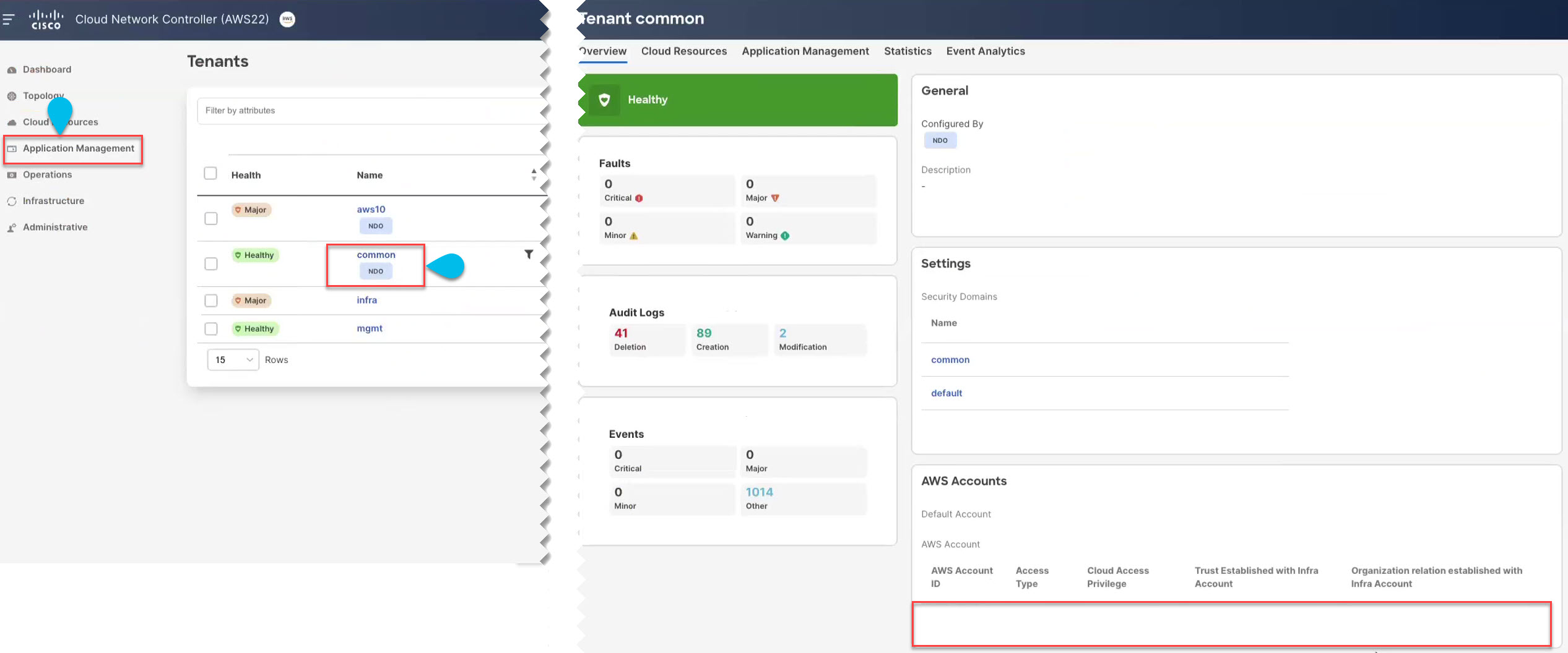 Cloud common Tenant Configuration