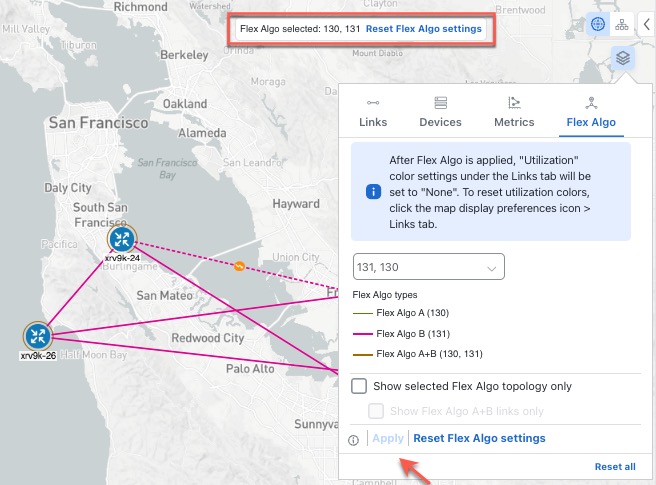 Flexible Algorithm on Map