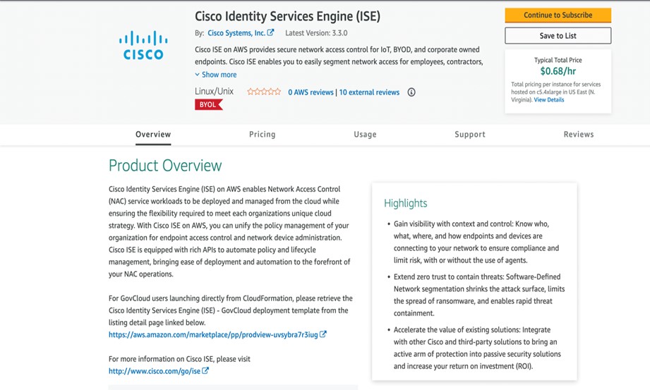 Cisco ISE Subscription Window