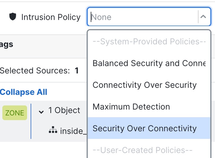 System-Provided Intrusion Policies