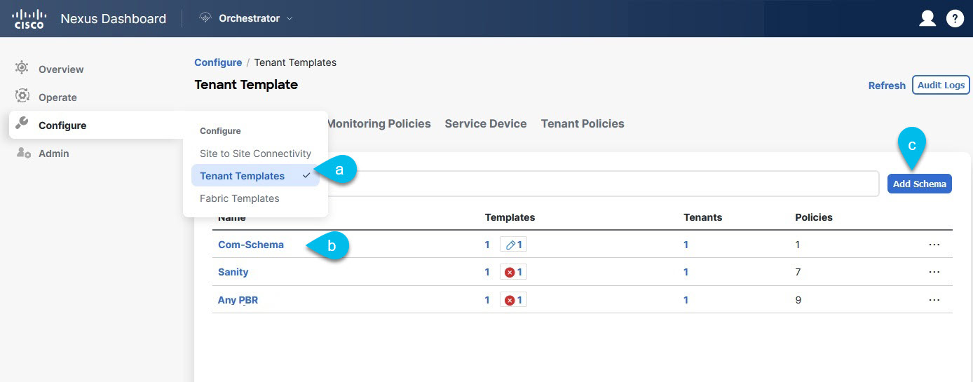 Configure > Tenanat Template > Applications