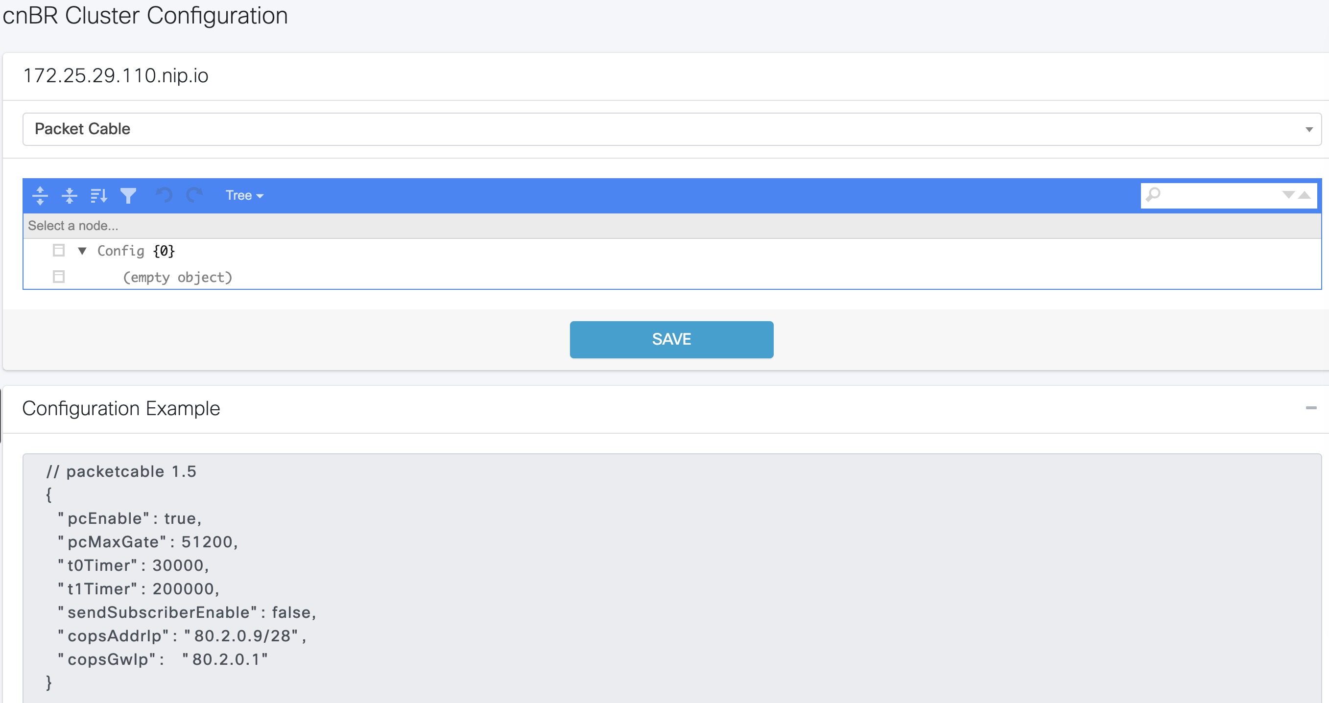 Packetcable 1.5 configuration through cnBR Manager