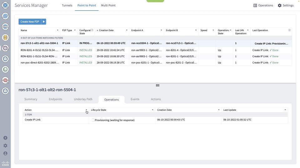 Provisioning Progress - Services Manager