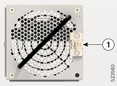 This image shows the spring-loaded lever in release condition in the fan unit.