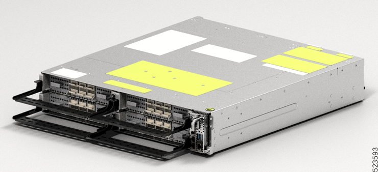 This image displays the Cisco NCS 1014 2.4T cards with fiber management brackets.